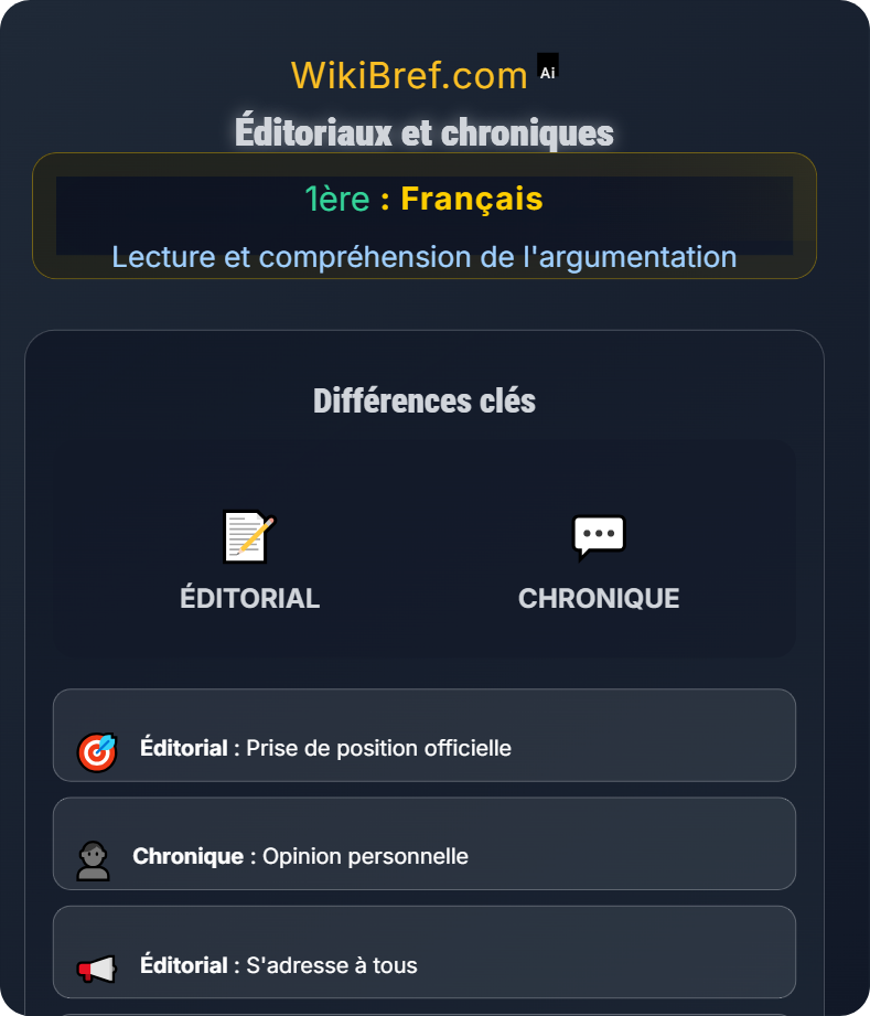 La presse et les médias Lecture et compréhension de l'argumentation