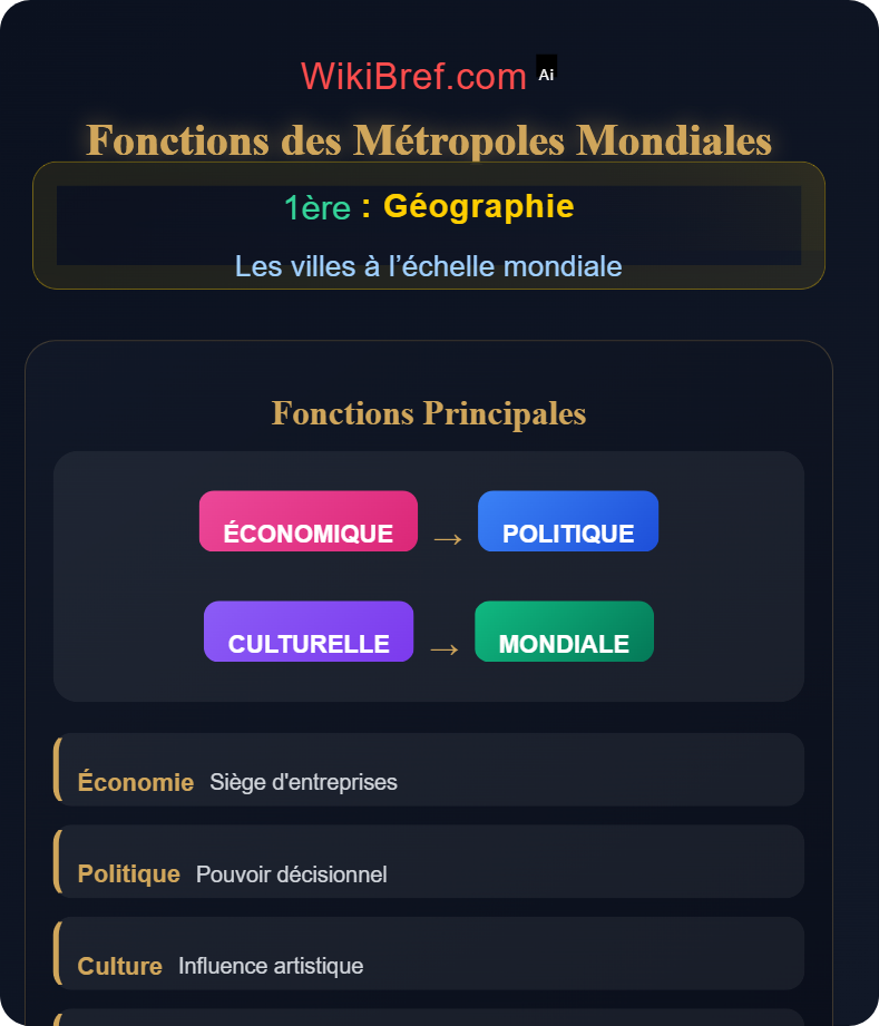 La métropolisation du monde Les villes à l’échelle mondiale