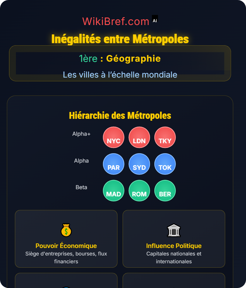 La métropolisation du monde Les villes à l’échelle mondiale