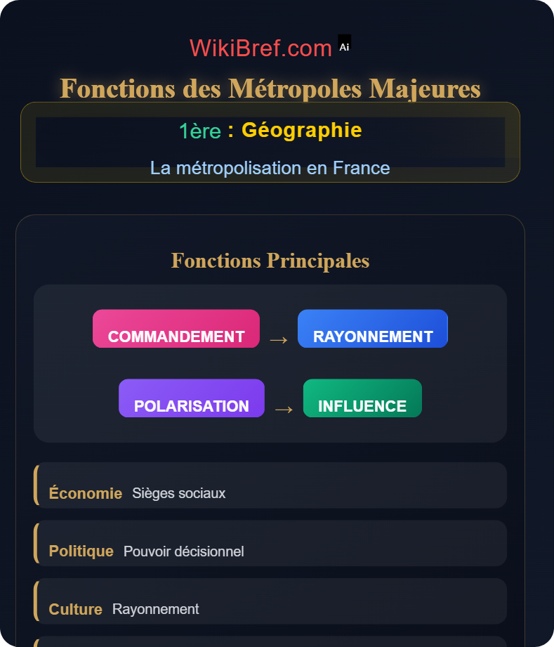 Processus de métropolisation en France La métropolisation en France