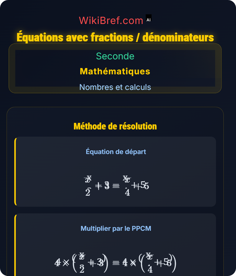 Équations du premier degré Nombres et calculs
