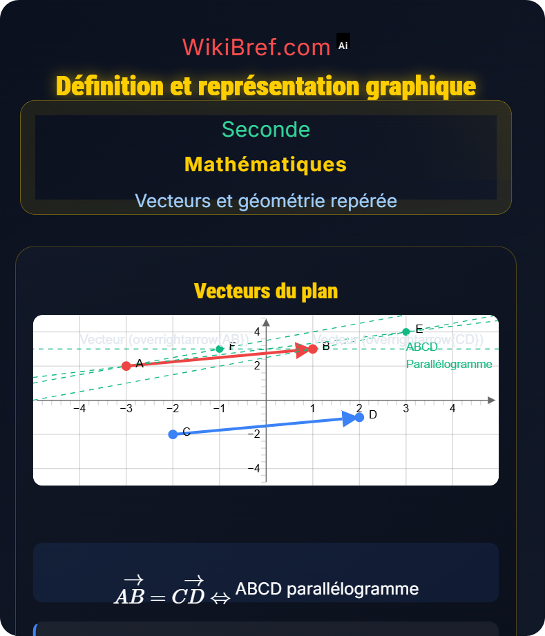 Vecteurs du plan Vecteurs et géométrie repérée