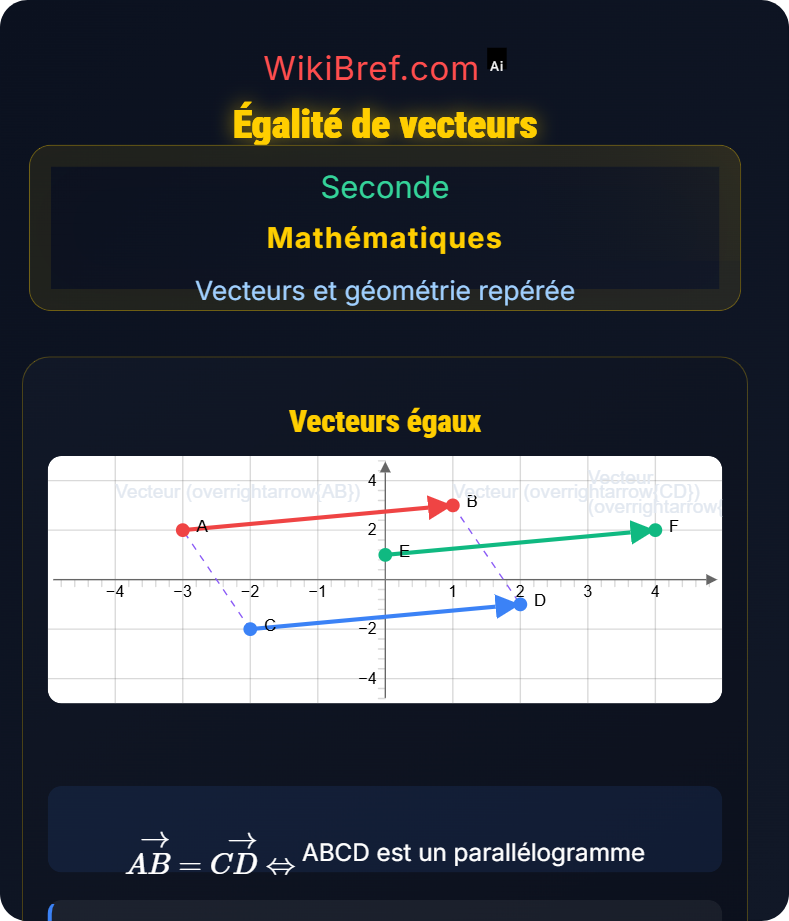 Vecteurs du plan Vecteurs et géométrie repérée