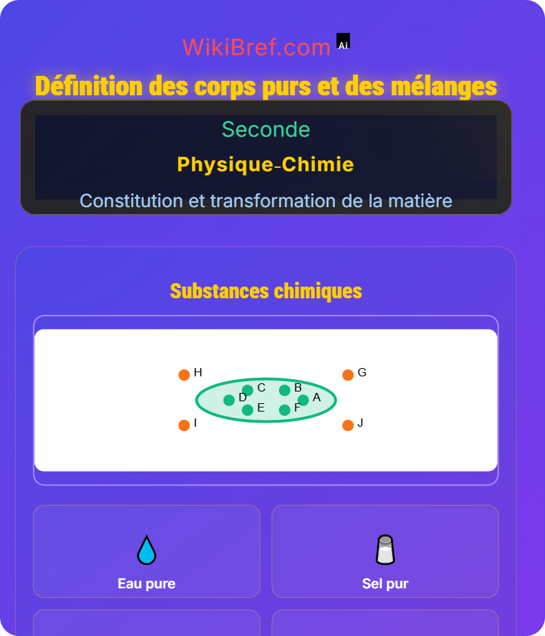 Corps purs et mélanges Constitution et transformation de la matière