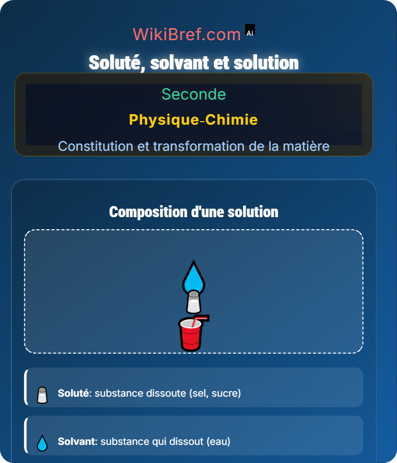 Composition d'un mélange et solutions aqueuses Constitution et transformation de la matière