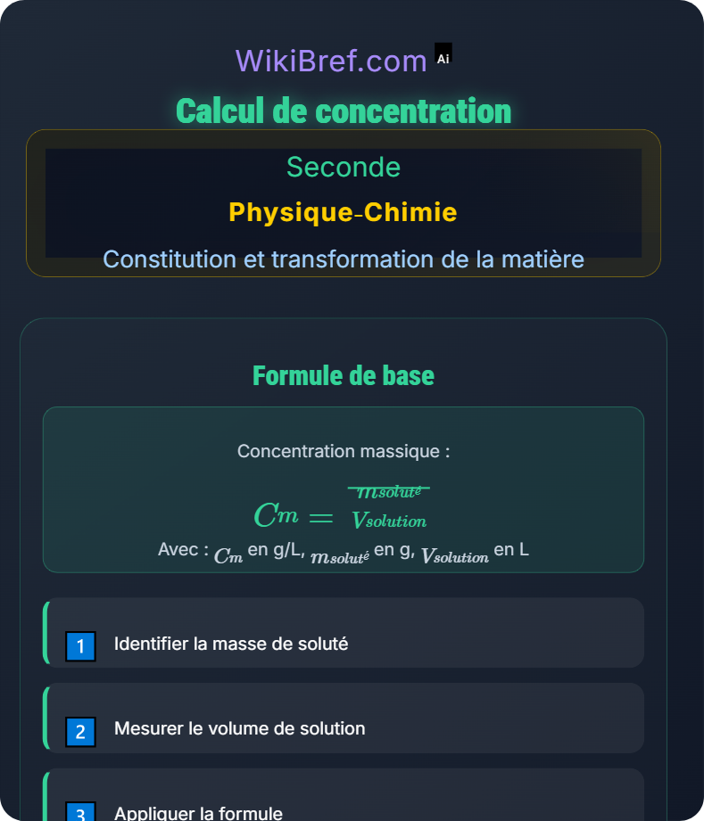 Composition d'un mélange et solutions aqueuses Constitution et transformation de la matière