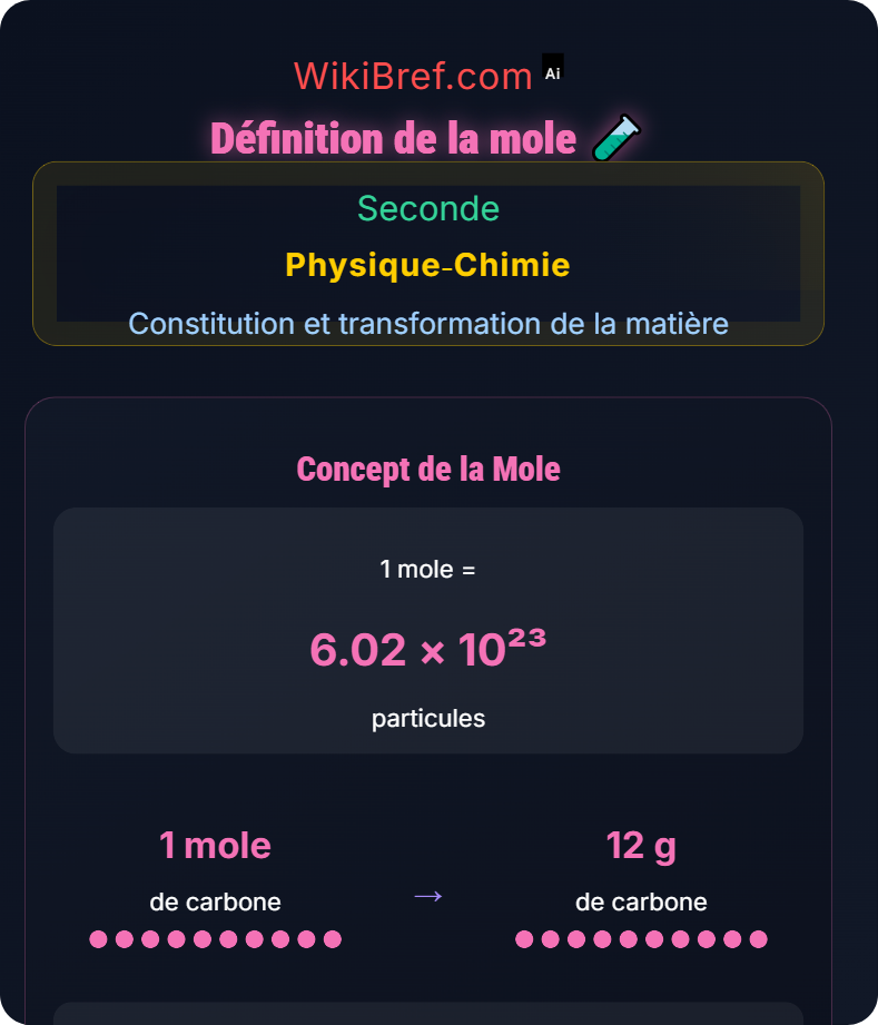 Quantité de matière et mole Constitution et transformation de la matière