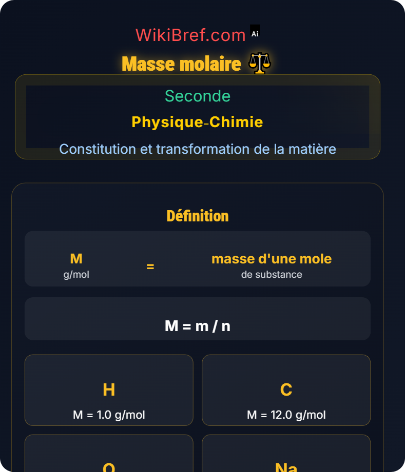 Quantité de matière et mole Constitution et transformation de la matière
