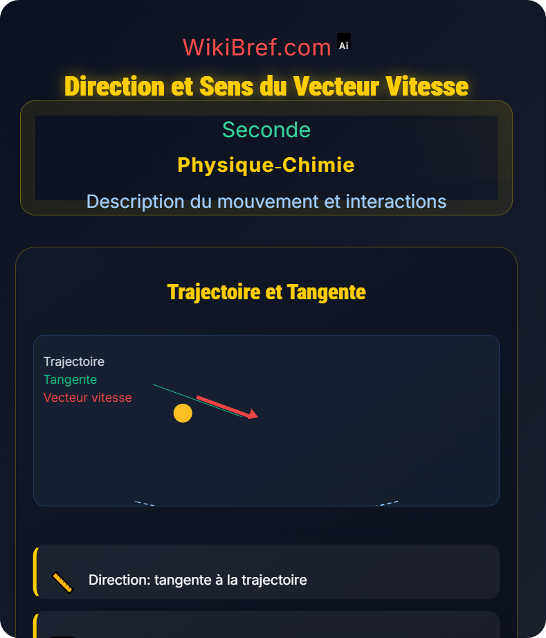 Représentation d’un vecteur vitesse Description du mouvement et interactions