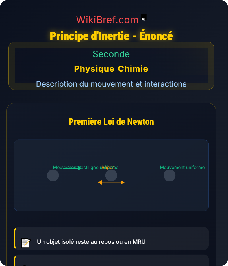 Principe d’inertie Description du mouvement et interactions