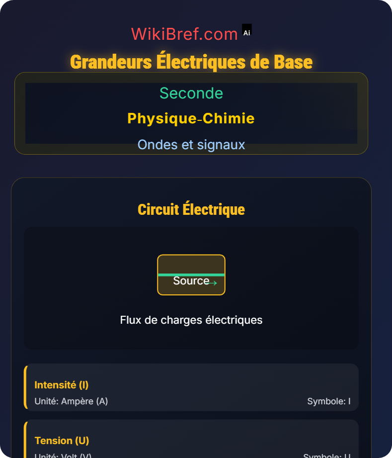 Intensité et tension dans un circuit électrique Ondes et signaux
