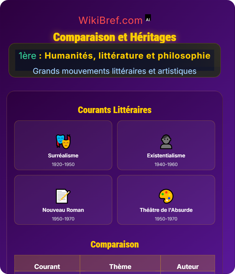Courants du XXᵉ siècle Grands mouvements littéraires et artistiques