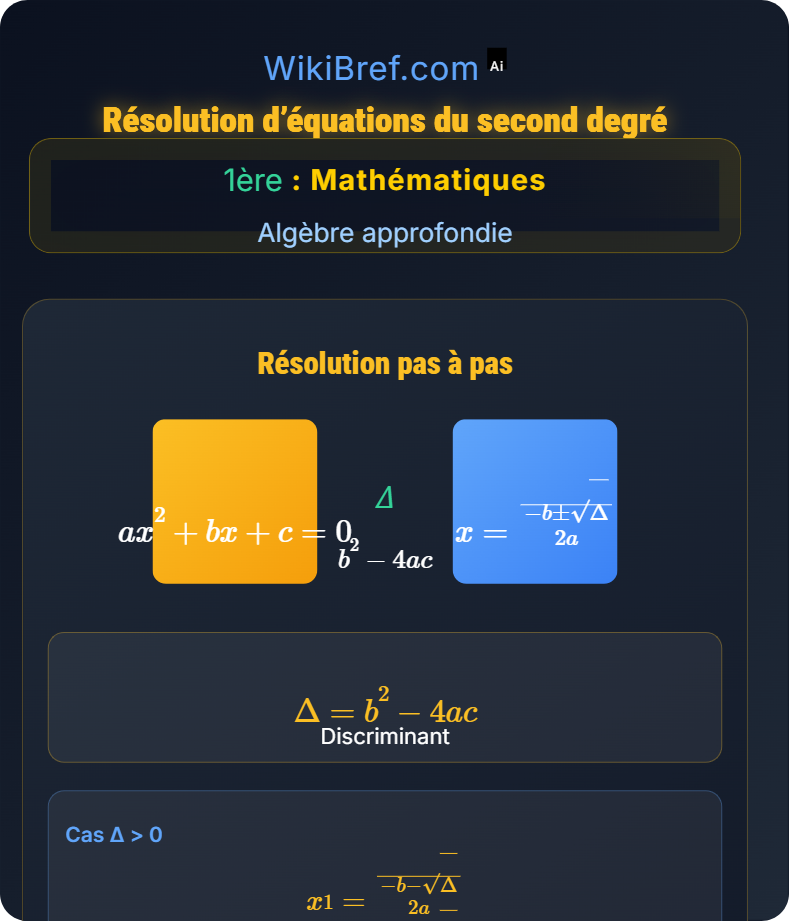 Le second degré Algèbre approfondie