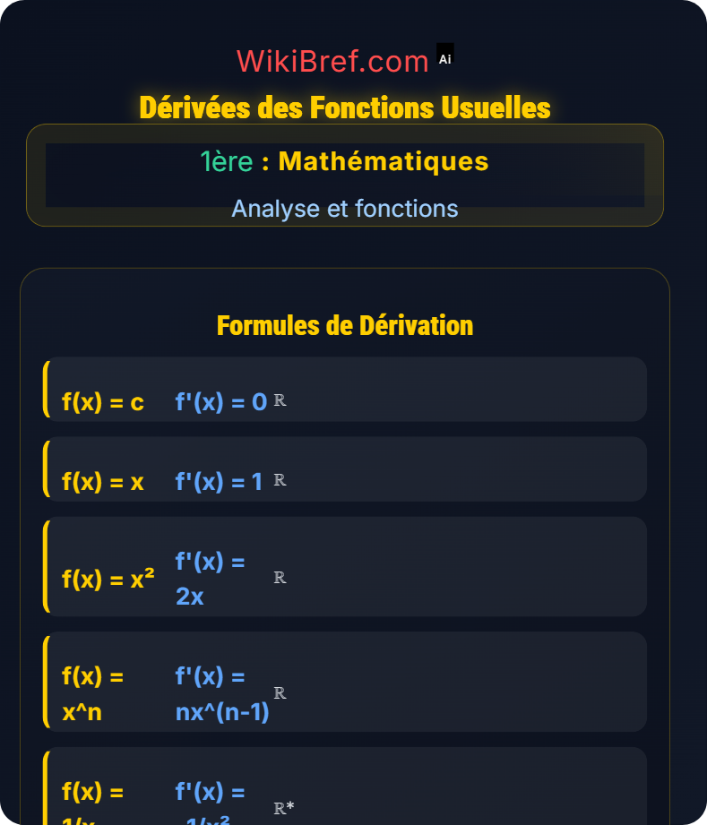 Dérivation Analyse et fonctions