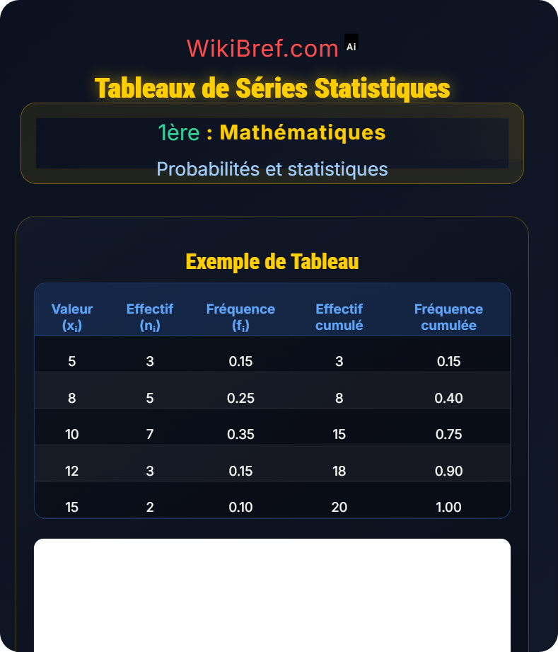 Statistiques descriptives avancées Probabilités et statistiques