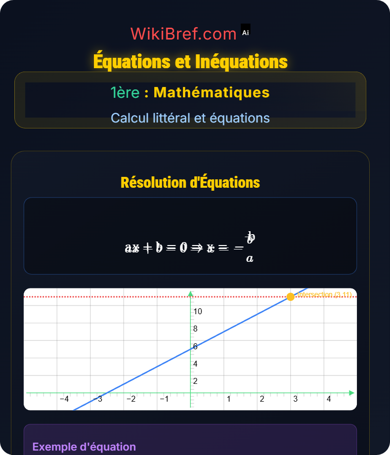 Manipulations algébriques Calcul littéral et équations
