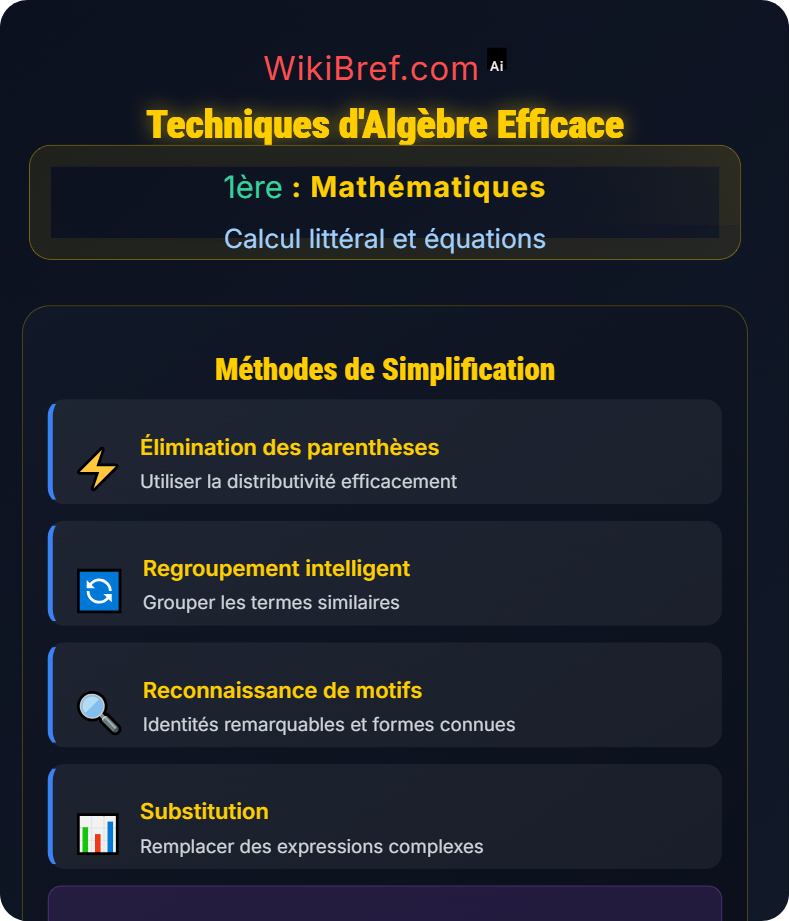 Manipulations algébriques Calcul littéral et équations