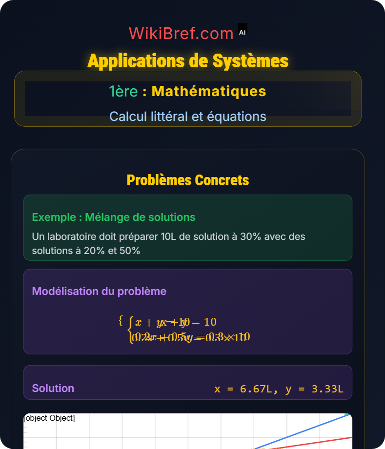 Systèmes d’équations Calcul littéral et équations