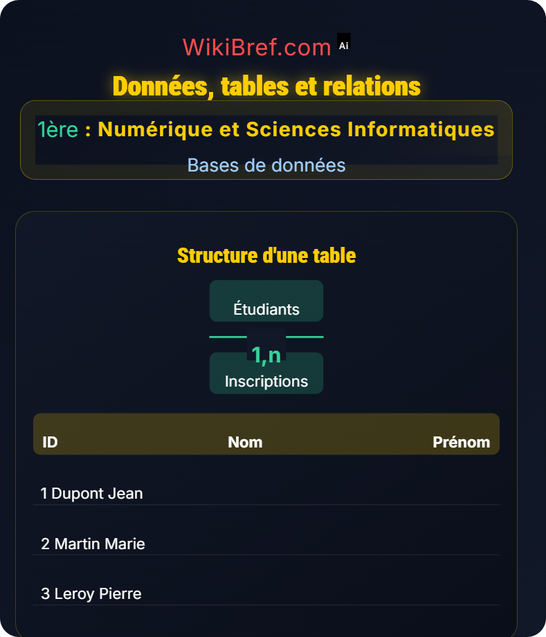 Concepts fondamentaux Bases de données