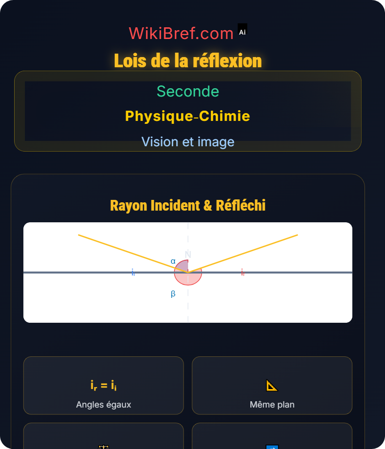 Réflexion et réfraction de la lumière Vision et image
