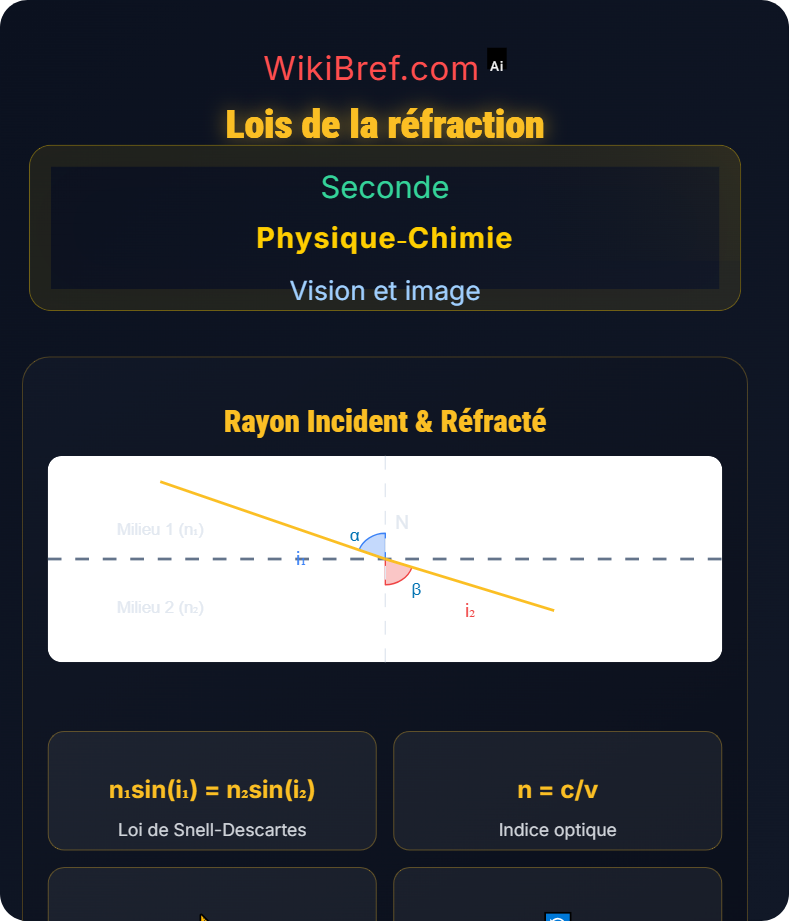 Réflexion et réfraction de la lumière Vision et image