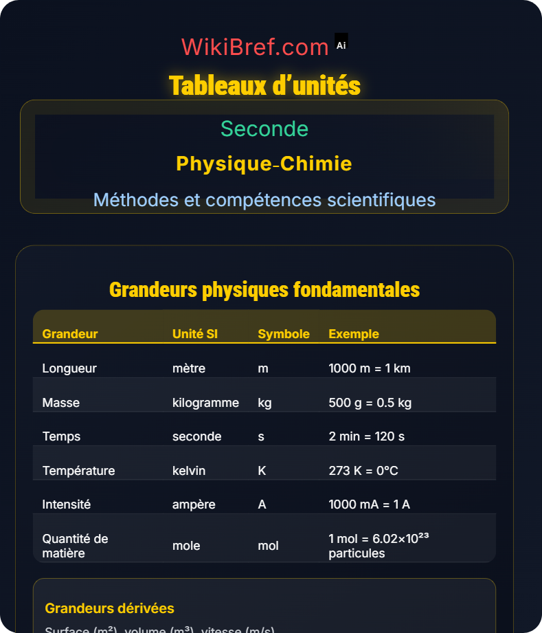 Mesures et unités Méthodes et compétences scientifiques