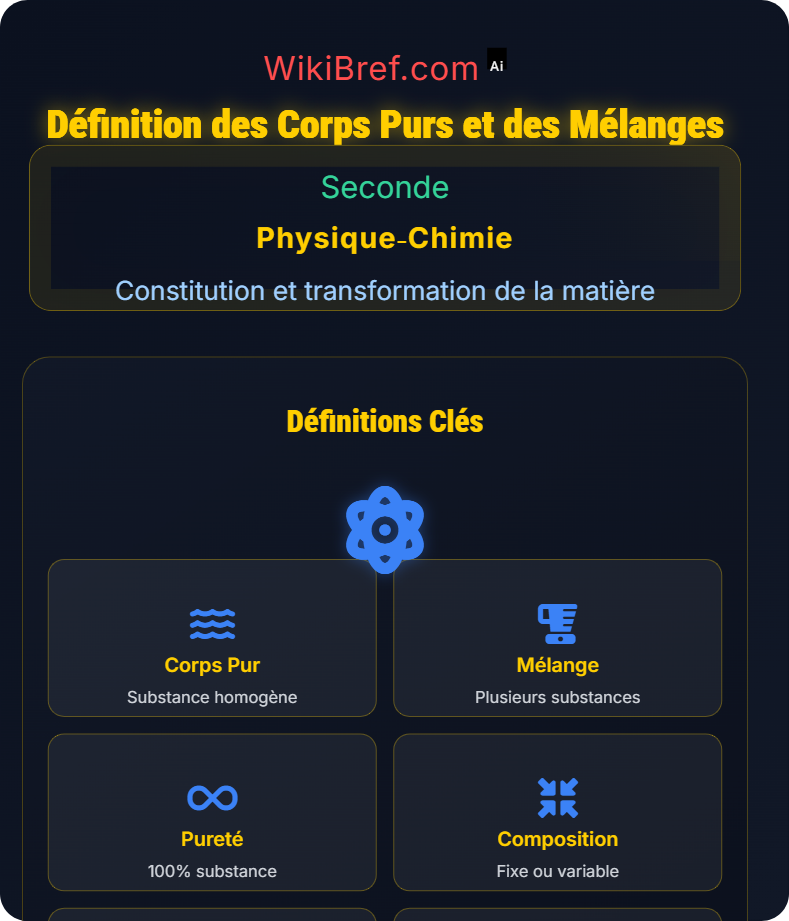 Corps purs et mélanges Constitution et transformation de la matière