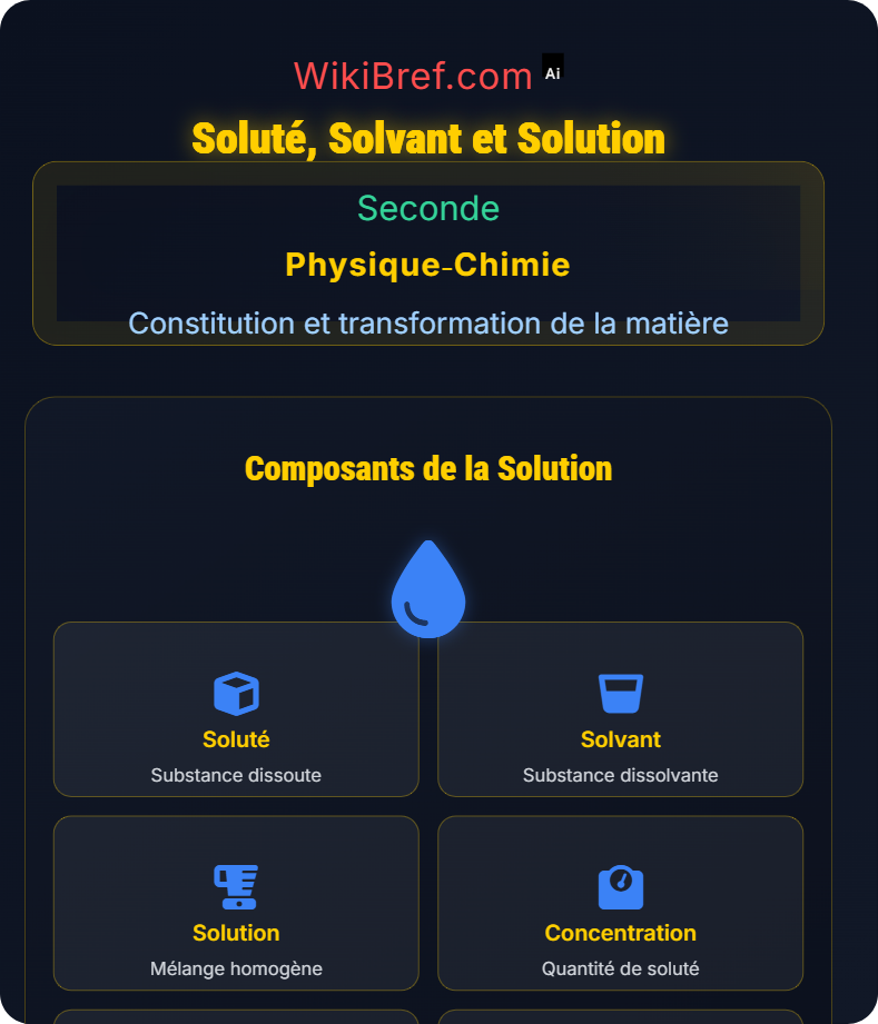 Composition d'un mélange et solutions aqueuses Constitution et transformation de la matière