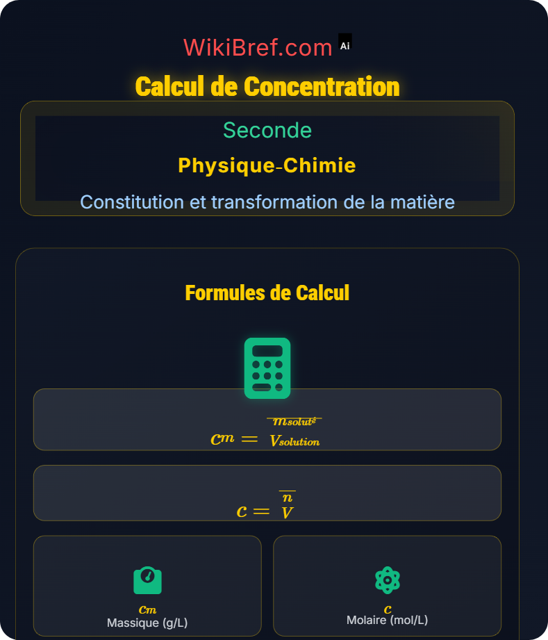Composition d'un mélange et solutions aqueuses Constitution et transformation de la matière
