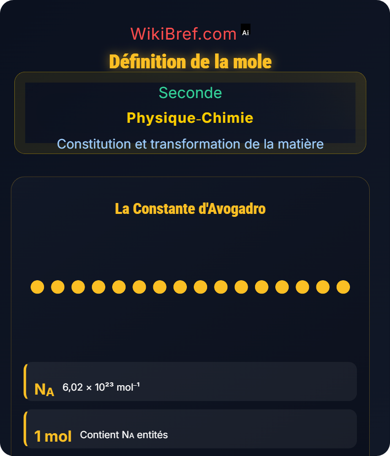 Quantité de matière et mole Constitution et transformation de la matière