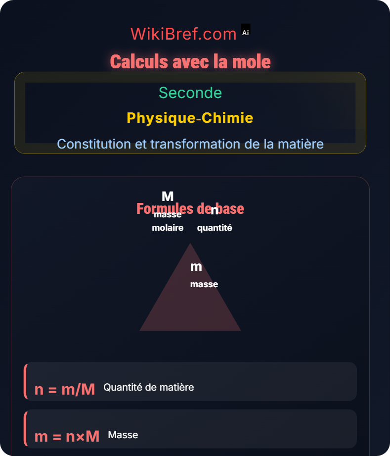 Quantité de matière et mole Constitution et transformation de la matière