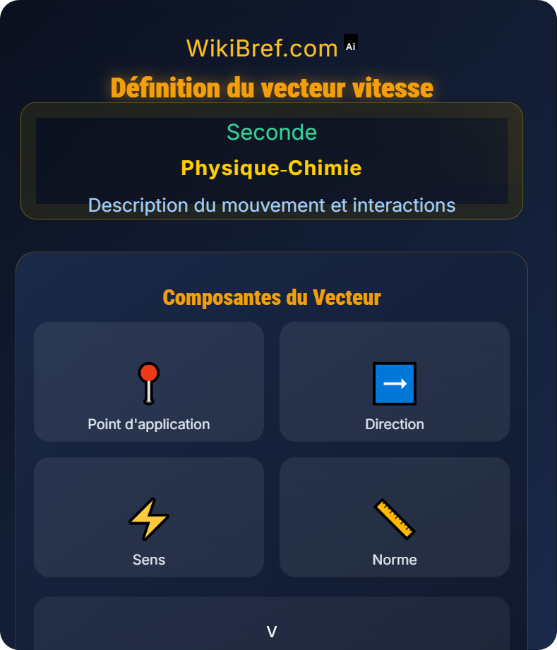 Représentation d’un vecteur vitesse Description du mouvement et interactions