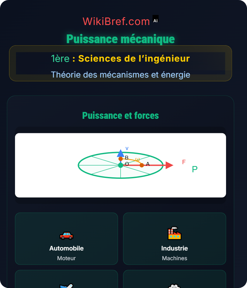 Énergie et puissance dans les systèmes Théorie des mécanismes et énergie