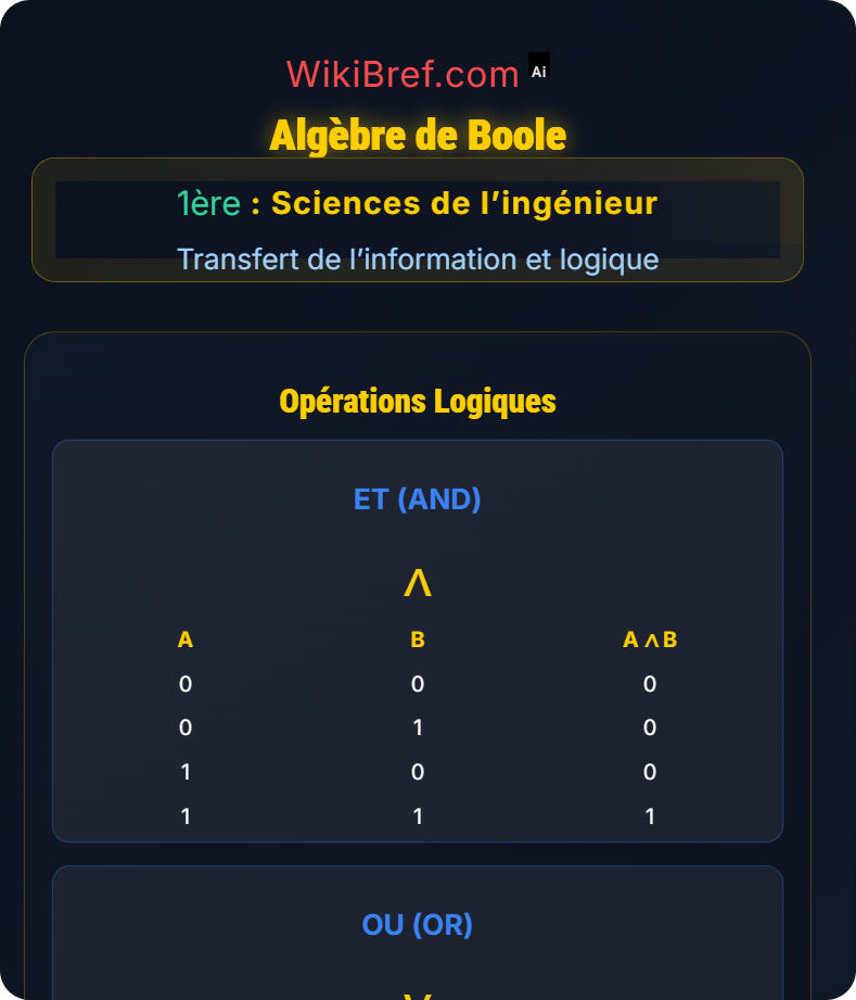 Logique combinatoire Transfert de l’information et logique