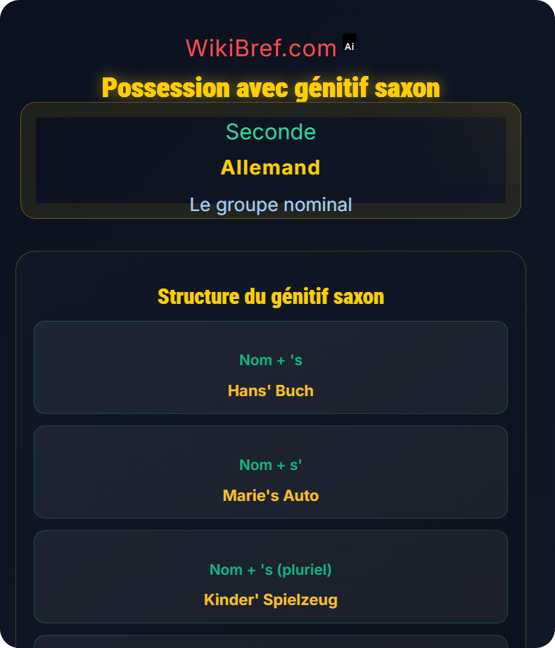 Le génitif saxon vs von + datif Le groupe nominal