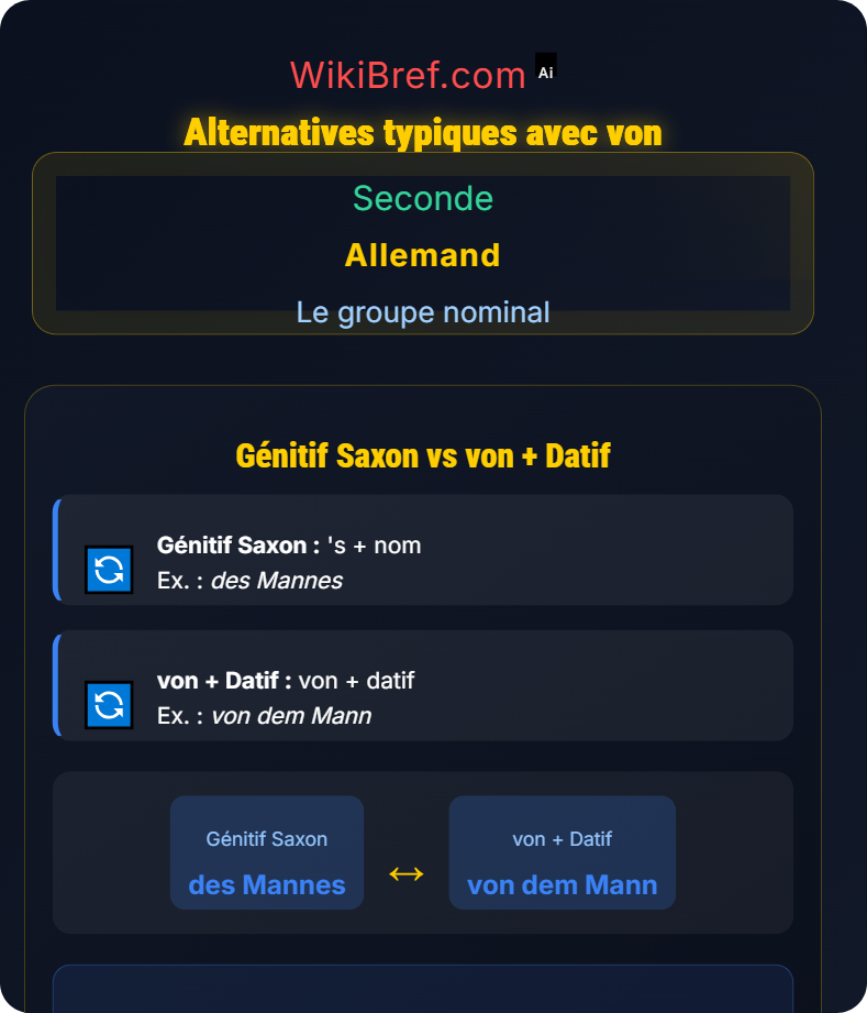 Le génitif saxon vs von + datif Le groupe nominal
