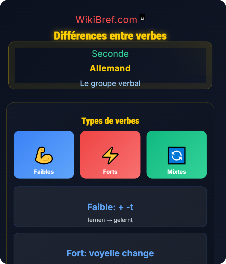 Verbes faibles, forts et mixtes Le groupe verbal