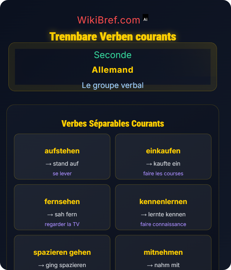 Verbes à préverbe séparable Le groupe verbal