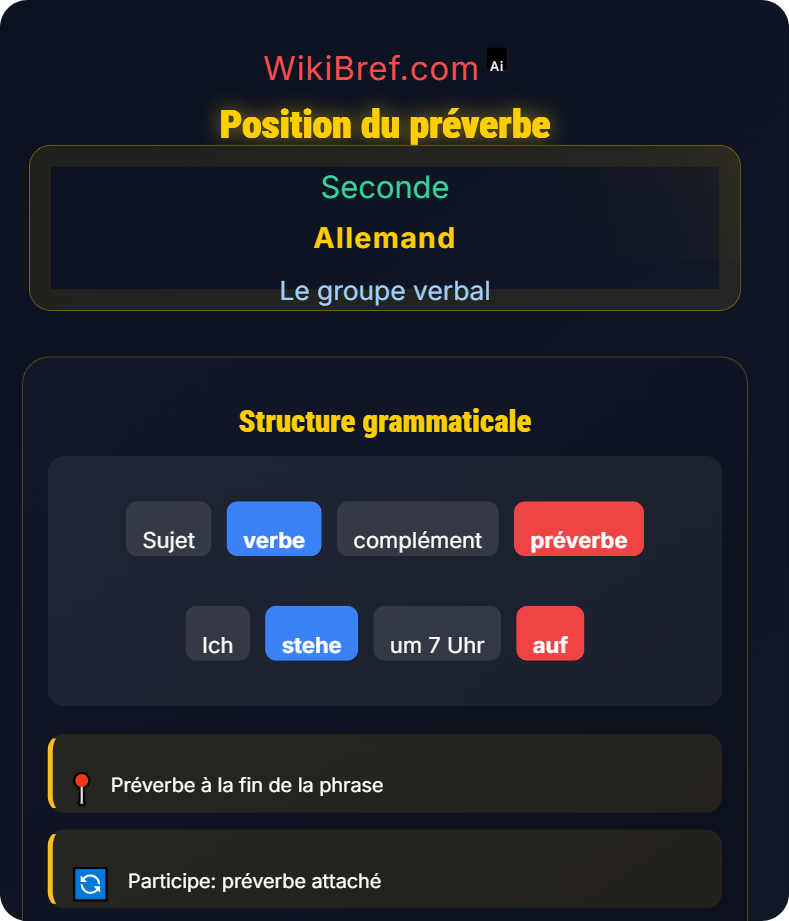 Verbes à préverbe séparable Le groupe verbal