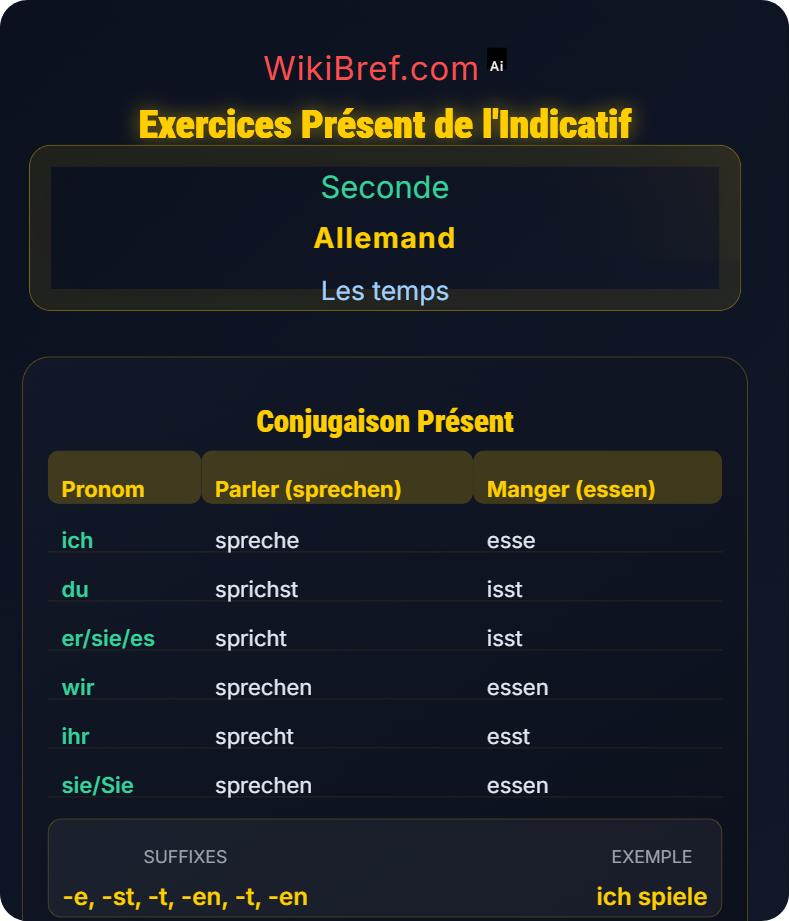 Présent de l'indicatif Les temps