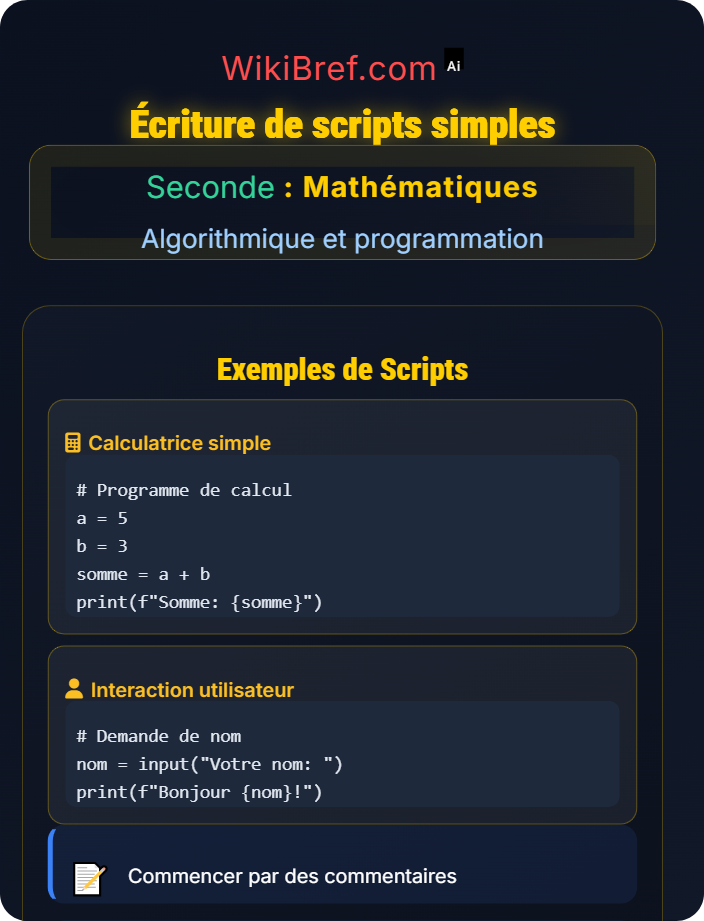 Écriture de scripts simples Introduction à Python
