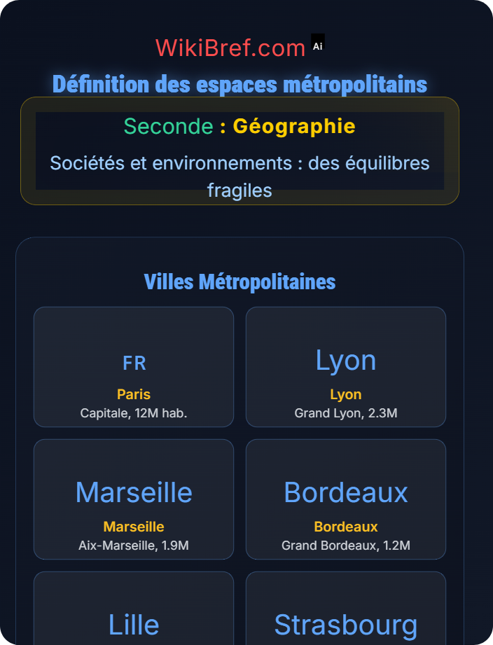 Définition des espaces métropolitains Les espaces métropolitains et ultramarins français : valorisation et protection