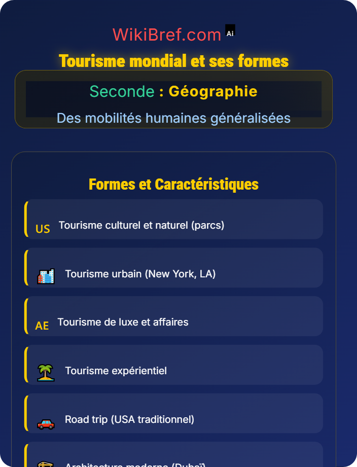 Tourisme mondial et ses formes Les mobilités touristiques à l’échelle mondiale : étude comparative entre les USA et Dubaï