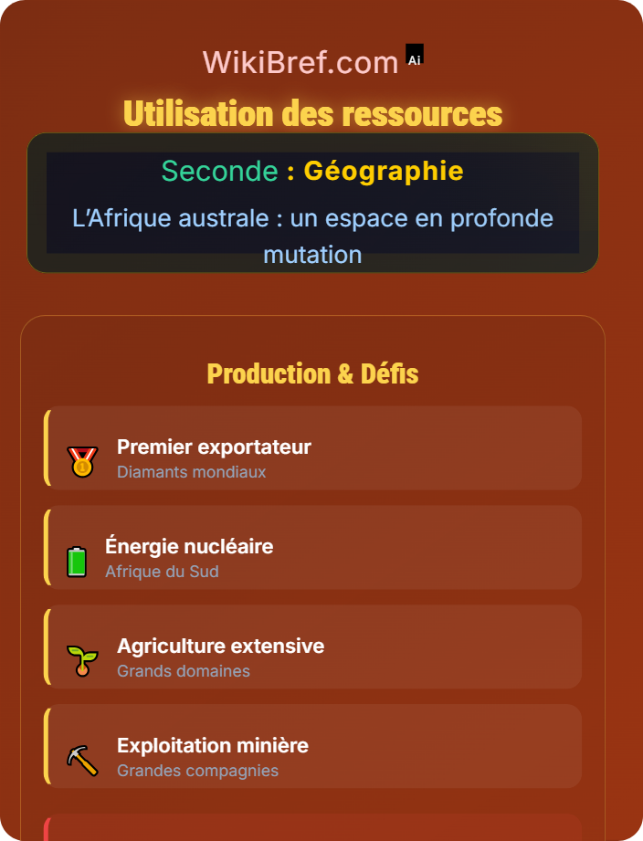 Utilisation des ressources L’aménagement et la valorisation des milieux d’Afrique australe