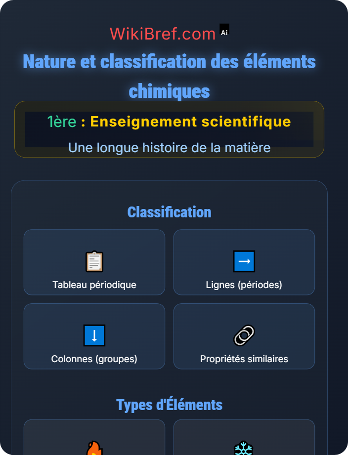 Nature et classification des éléments chimiques Les éléments chimiques