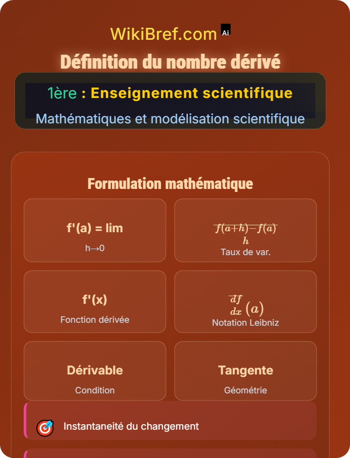 Définition du nombre dérivé Variation instantanée et nombre dérivé