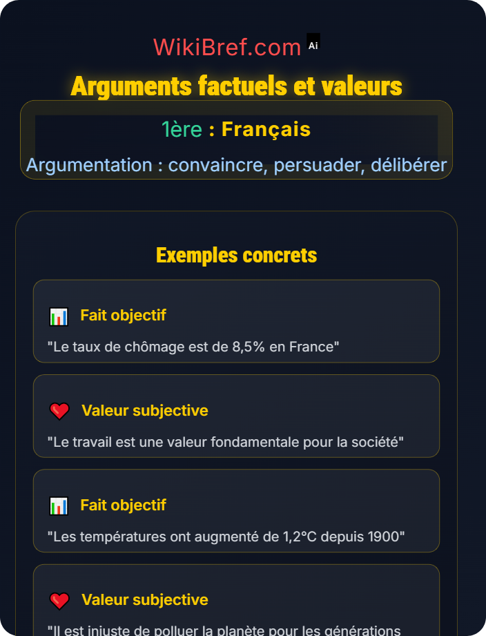 Arguments factuels et valeurs Les registres de l’argumentation