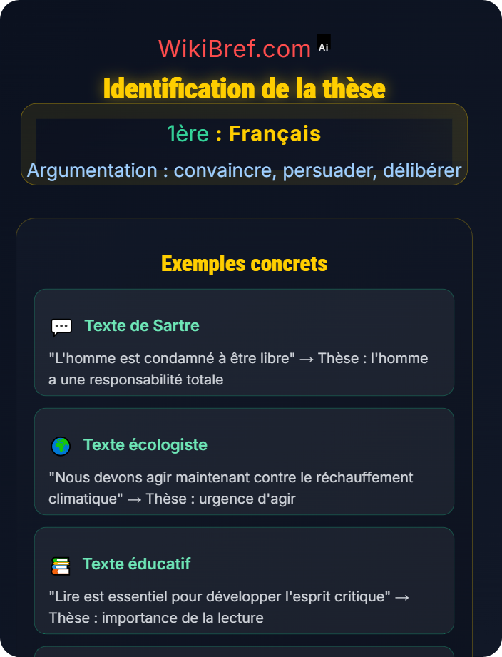 Identification de la thèse Lire des textes argumentatifs