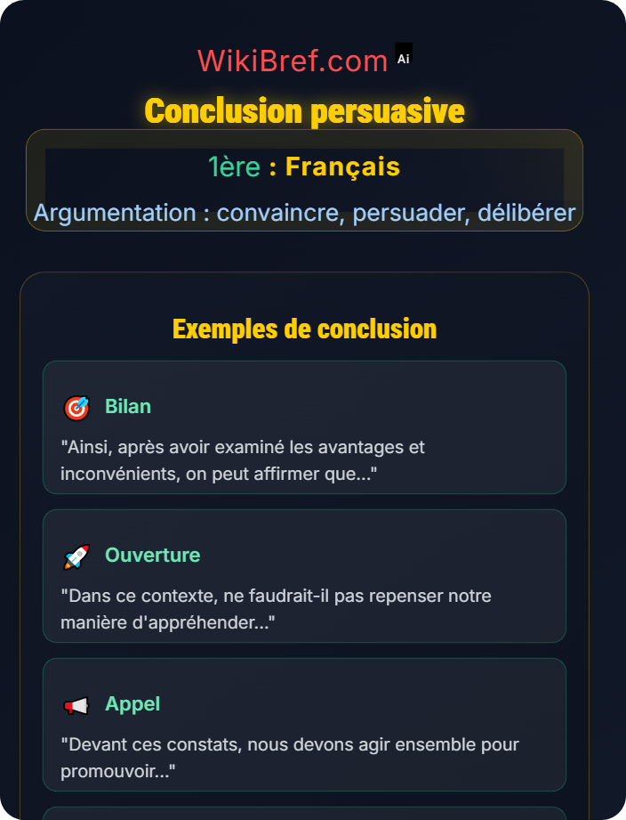 Conclusion persuasive Produire un texte argumentatif