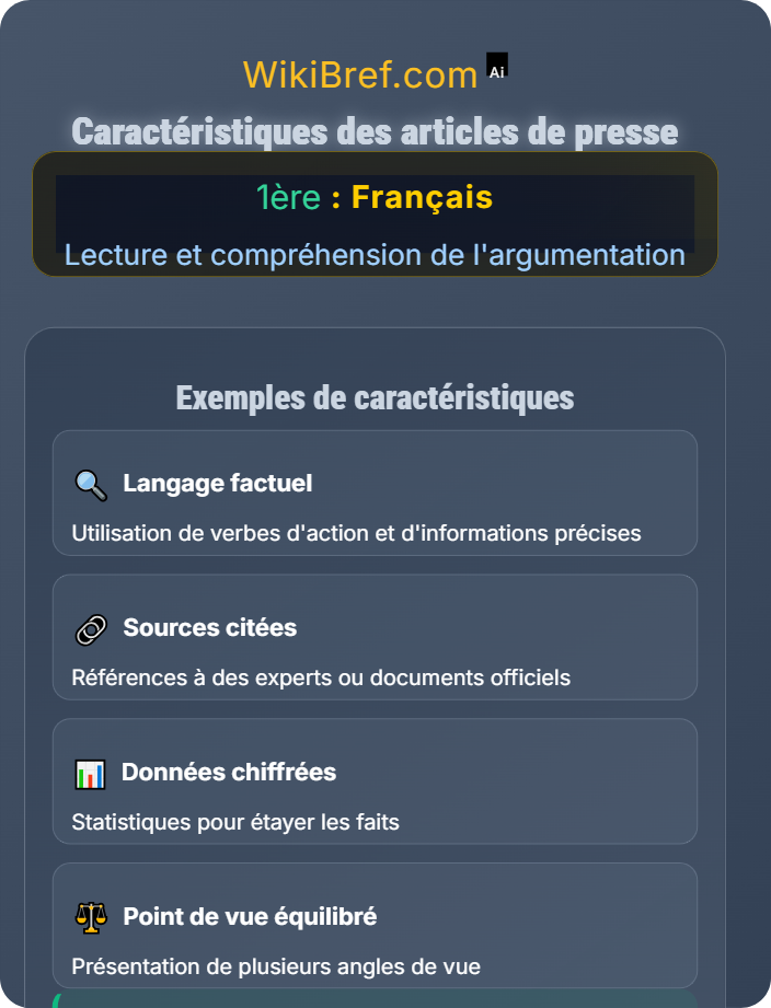 Caractéristiques des articles de presse La presse et les médias